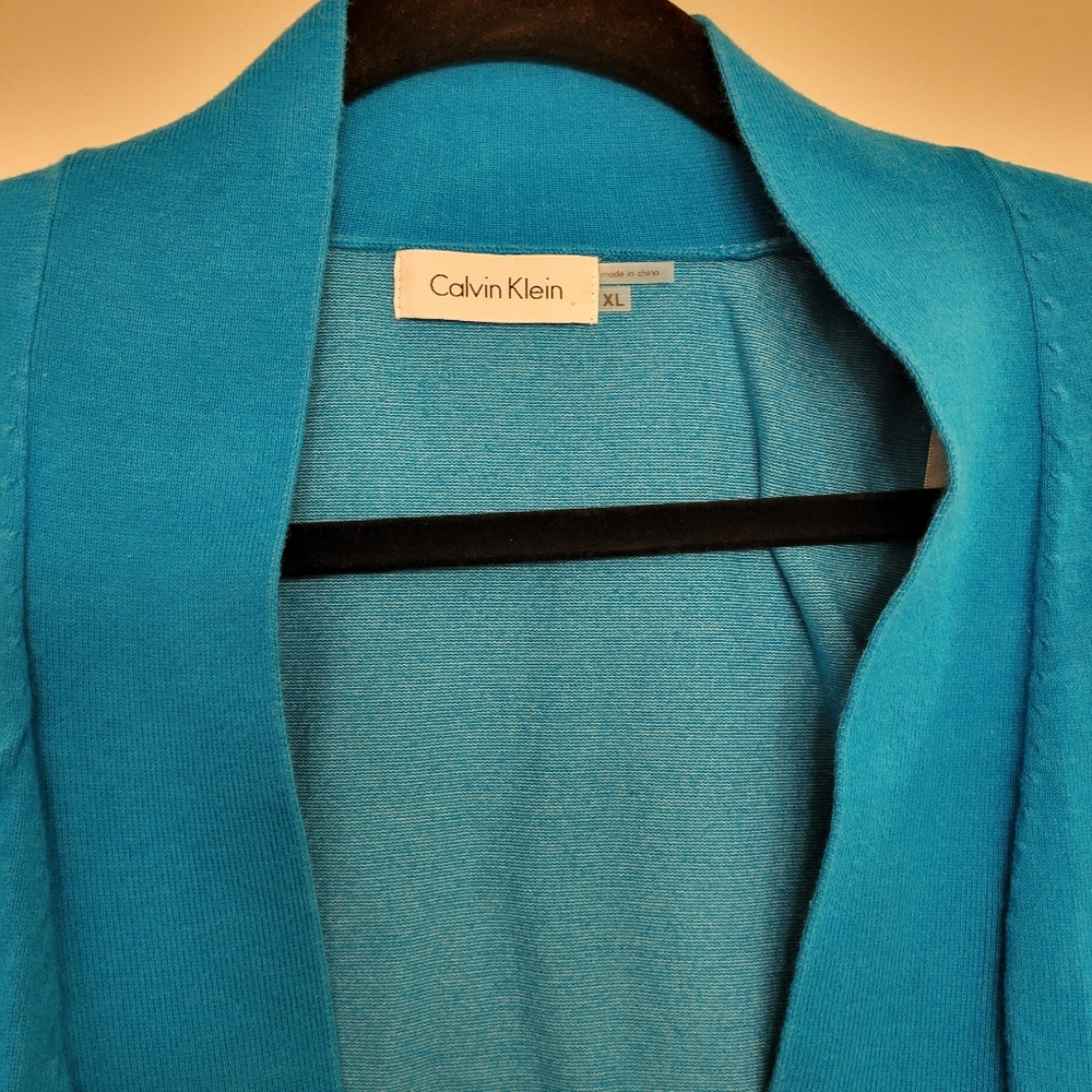 Calvin Klein Women's Vibrant Blue Shrug Crop Cardigan - Picture 2 of 2